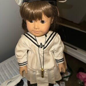 American Girl Doll in Cream Sailor Dress with Brown Hair